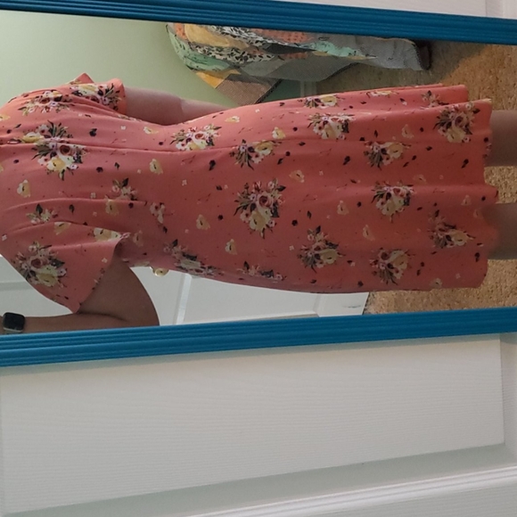 Peachy Floral A-line midi/knee length dress - Picture 2 of 4